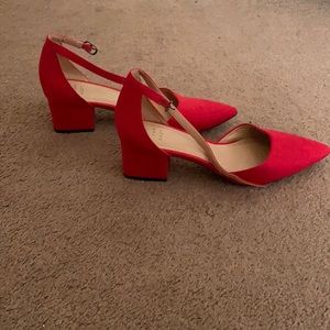 Red kitten heels
